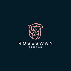 Rose Swan logo design icon template