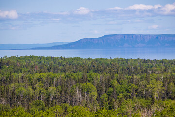 Canada can be seen in the distance off the short of Isle Royale National Park in Michigan