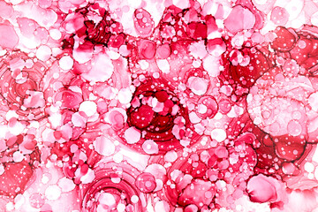 Ruby pink ink abstract background, marble texture, fluid art pattern wallpaper, paint mix...