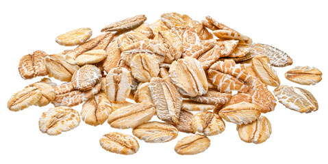 Mix of oat and rye flakes isolated on white, top view