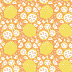 Colorful Summer Vector pattern with lemons and lemon slices
