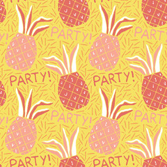 Colorful Summer Vector pattern with pineapple and doodles