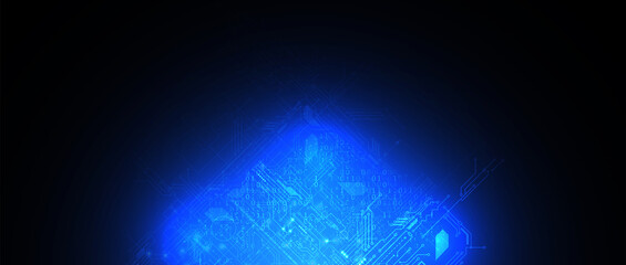 Cloud technology. Integrated digital web concept background