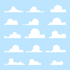 Set cloud icons blue sky with clouds.