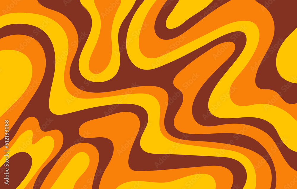 Poster abstract horizontal background with colorful waves in yellow, orange and brown colors. trendy vector