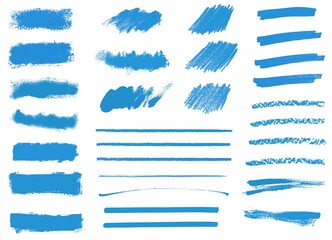 Blaue Farbstreifen gemalt mit Pinsel oder Stift als Hintergrund - obrazy, fototapety, plakaty