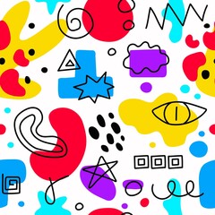 Abstract urban seamless pattern with geometric elements, spots and dots