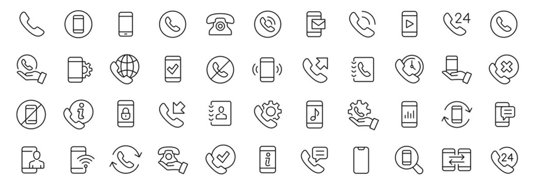 Phone thin line icons set. Phone symbol collection. Smartphone icon vector