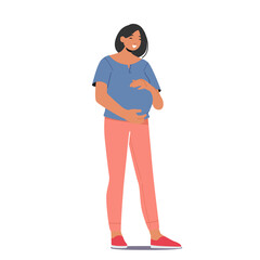 Asian Pregnant Woman, Beautiful Smiling Girl with Big Belly. Pregnancy, Maternity and Motherhood Concept. Young Mother