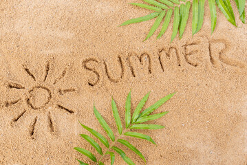 beach sand with text write on it 