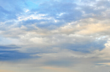 Sky in the blue clouds at sunset in evening