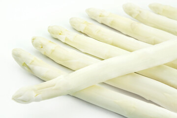 Fresh asparagus on white background closeup