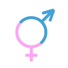 genders icon in pink and blue on white background