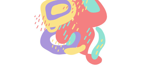KId pastel fun colorful freeform organic doodle shape hand draw illustration banner