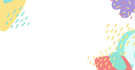 KId pastel fun colorful freeform organic doodle shape hand draw illustration banner