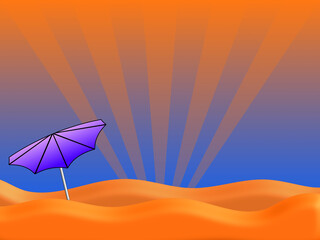 orange umbrella on the beach