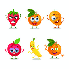 Collection of funny vegetables and fruit