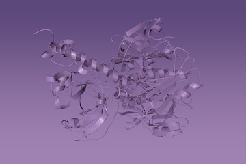 Scientific background. Crystal structure of cholera toxin on very peri background. Rendering based on protein data bank entry 1xtc. 3d illustration