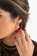 Jewel Gold Silver Jewelry Fashion Golden Silvery Bracelet Collar Earring Ring Emerald Ruby Green...