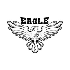 black and white eagle doodle illustration for sticker tattoo poster tshirt design etc