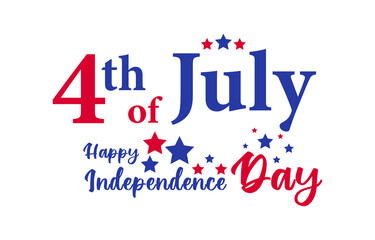 4th of July Independence day of United States of America handwritten brush calligraphy Fourth of July vector illustration