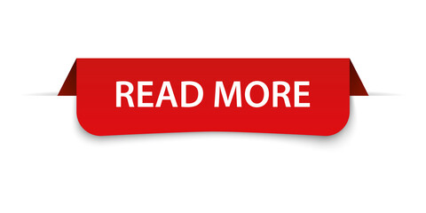 READ MORE - vector illustration of red colored label banner on white background	