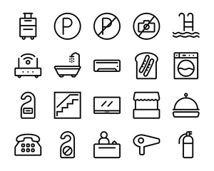 Set of hotel icons, Set of hotel collection in black color for project design, Design elements for projects. Vector hotel illustration, hotel icon, hotels icon, Set of hotel icon collection, hotel