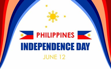 Philippines Independence Day poster with flag theme color vector. on a white background. June 12. Important day