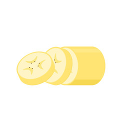 Banana slices isolated on a white background. Banana icon vector.