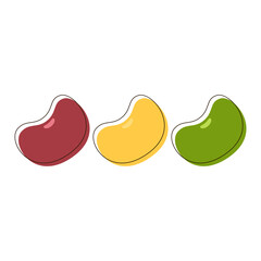 Mung bean, Kidney bean and Soybean on white background. Bean logo design.