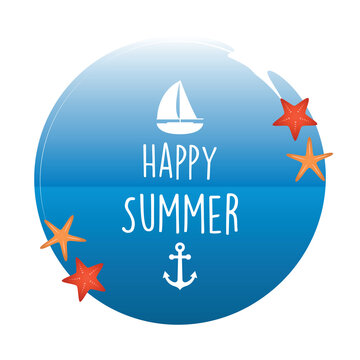 happy summer holiday design with with shell and anchor