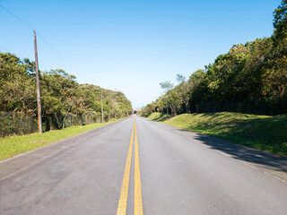 Straight road from the old road to Santos in Brazil