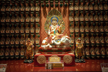 Buddha Statue in Buddha Tooth Relic Temple and Museum, It's a Tang-styled Chinese Buddhist temple and museum complex located in the Chinatown district of Singapore