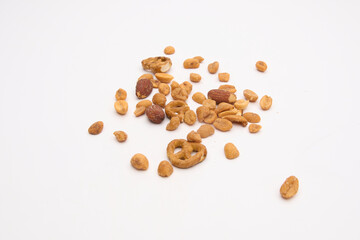 bar mix snacks isolated on white 