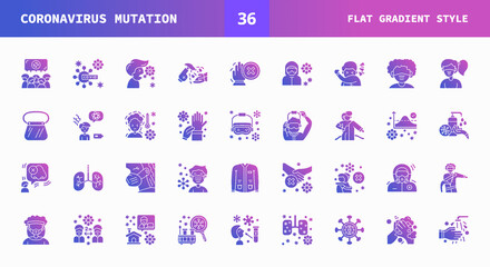 Coronavirus Mutation icons set flat gradient of vector icons. Can used for digital product, presentation, UI and many more.