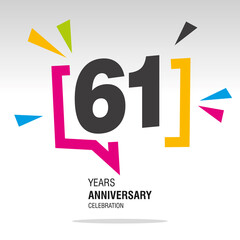 61 Years Anniversary celebration colorful white modern number logo icon banner