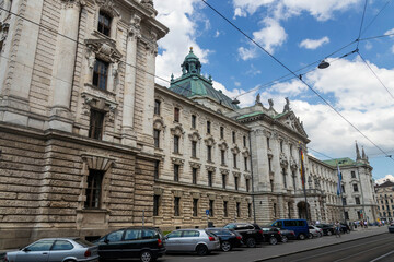 Fototapeta na wymiar The Palace of Justice on Prielmayer Street (Prielmayerstrasse), Munich, Germany 