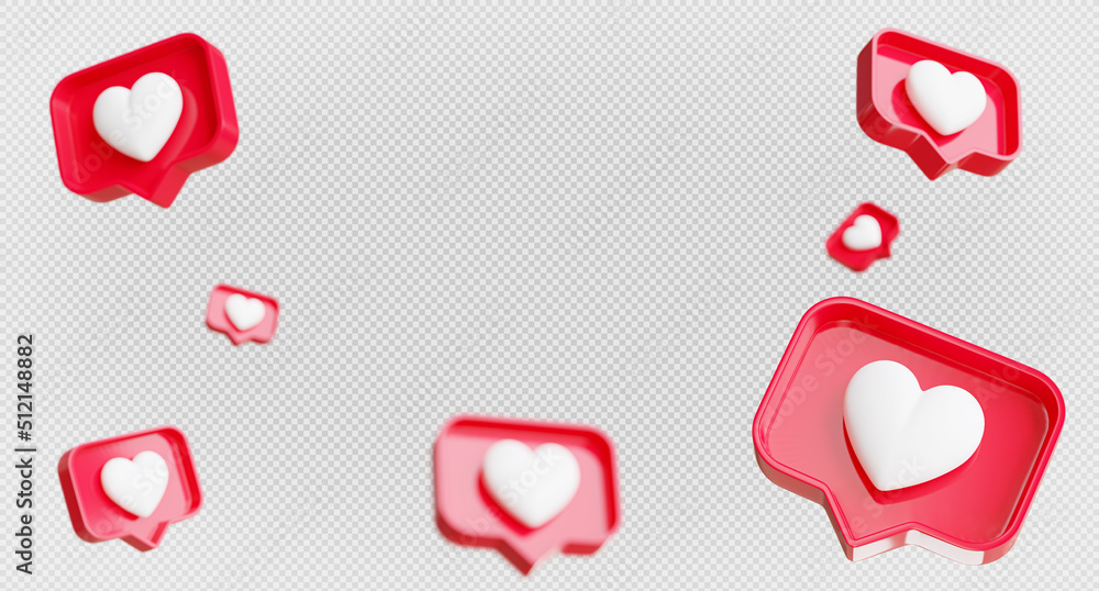 Fototapete 3d render of multiple notification icons background with blur concept.