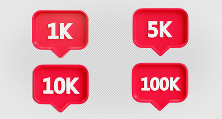 3d render of notification followers icon on transparent background.