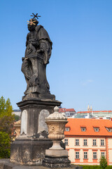 Fototapeta premium Saint Anthony statue at the Charles bridg. Prague. Czech Republic