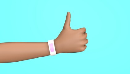 A hand shows class, like. 3D render, hand gesture.