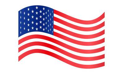 Waving flag of American on white background.