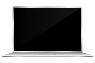 Laptop with blank screen isolated on white background