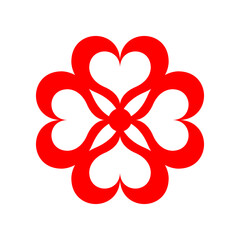 Red Love Heart Petal Flower Pattern