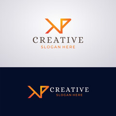 Initial K and P creative logo design vector - obrazy, fototapety, plakaty