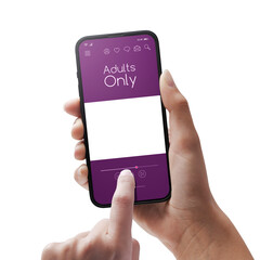 Woman watching porn videos on her smartphone