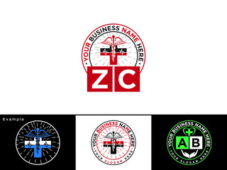 Letter ZC Logo Icon, Modern Zc cz Logo Letter Vector For Any Type Of Health Care Or Doctors - obrazy, fototapety, plakaty