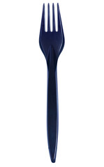 Black plastic fork on white background isolation