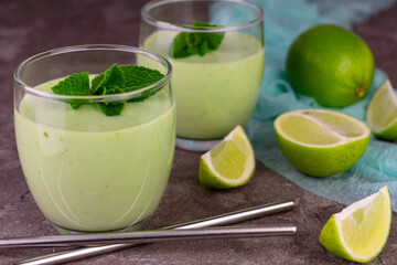 Lime mint smoothie. Refreshing summer smoothie.
