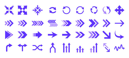 collection of arrow flat design with purple color. recommended for web design, ui, and etc.
